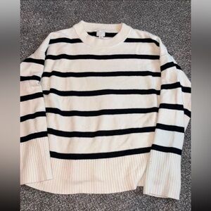 A New Day Cream & Black Striped Knit Sweater (Size M)